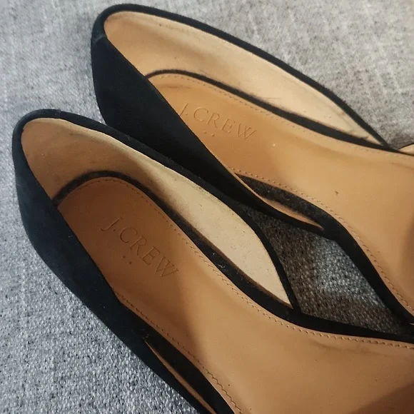 J. Crew D'orsay Suede Black Pointed Toe Flats Size 8 - Picture 3 of 6
